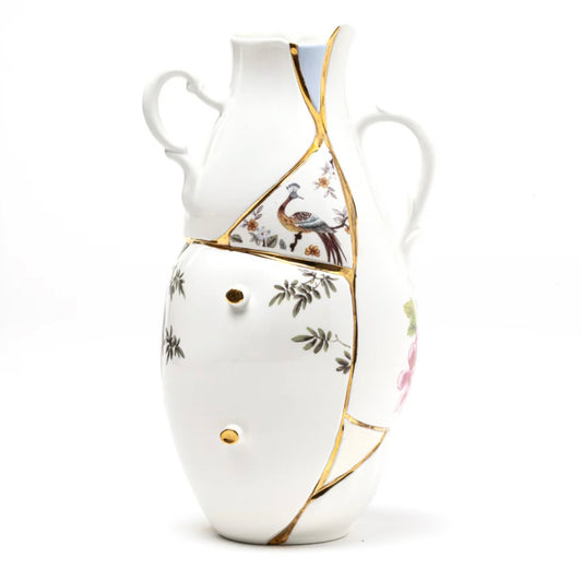 SELETTI - Kintsugi Vase - REAL GOLD 24 K - Designed by Marcantonio Malerba - 19x16 h.32