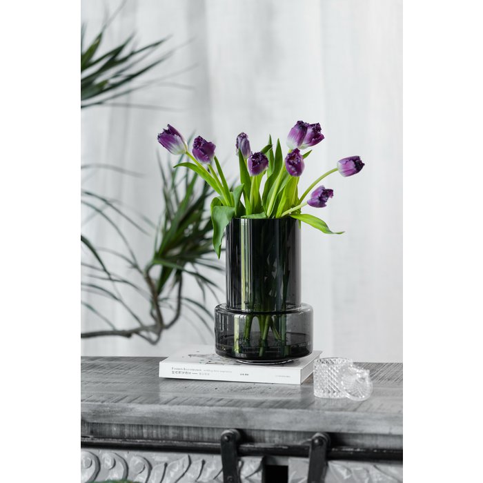 Retro design vase, deep grey, 25cm